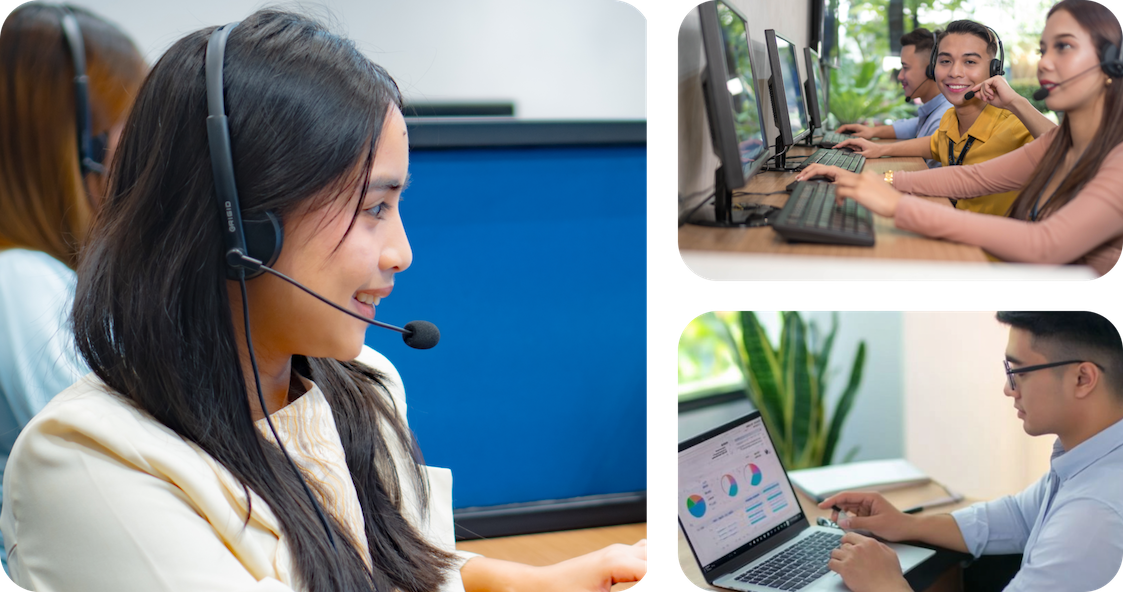 Select VoiceCom employee with headset providing software training services