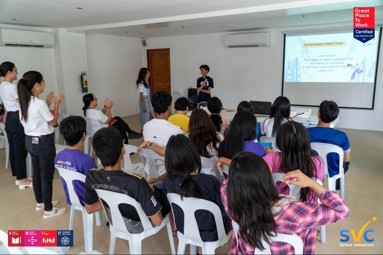 A CSC male resident in front of the AV room presenting during their “Speak with Confidence" workshop.