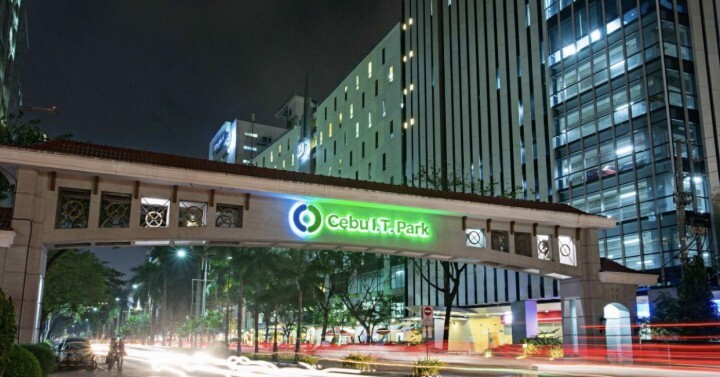 The main entrance of the Cebu IT Park, a major outsourcing hub in Cebu.