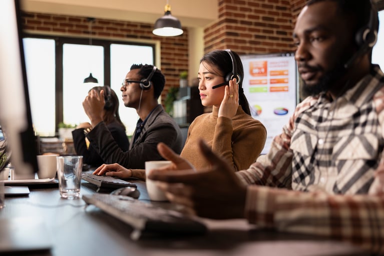 multiethnic-customer-support-team-work