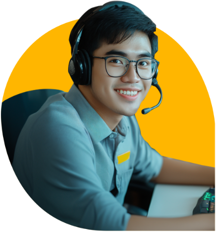 Happy employee wearing at Select VoiceCom providing information technology support services