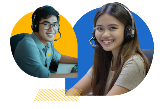 Select VoiceCom Agents with headset doing help desk services