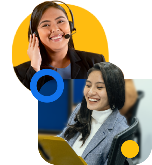 Select VoiceCom Employees wearing headsets and providing customer survey services